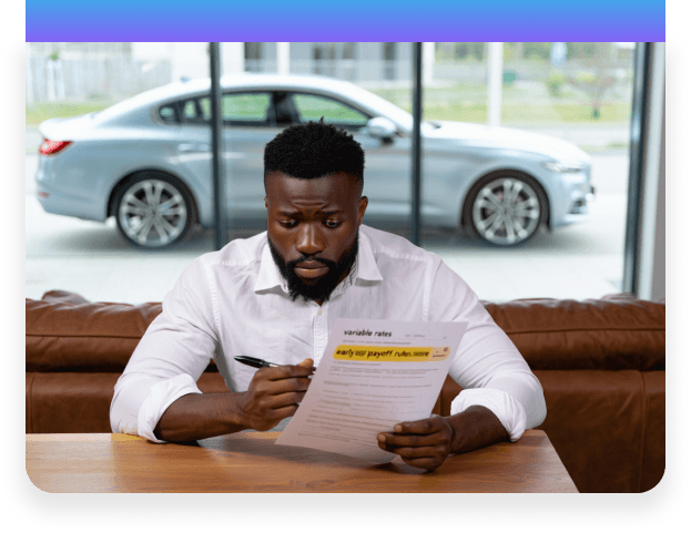 Person confused by auto loan agreement