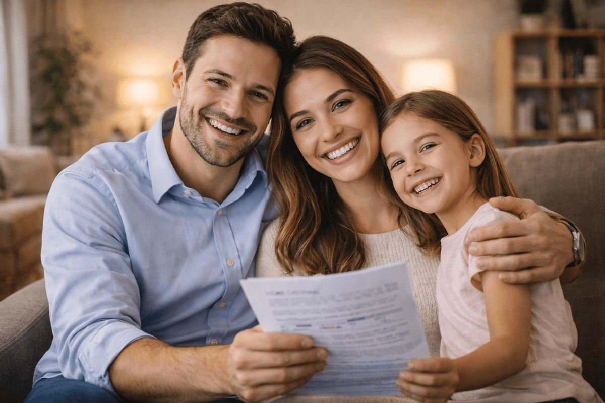 Person happy with simplified health insurance policy