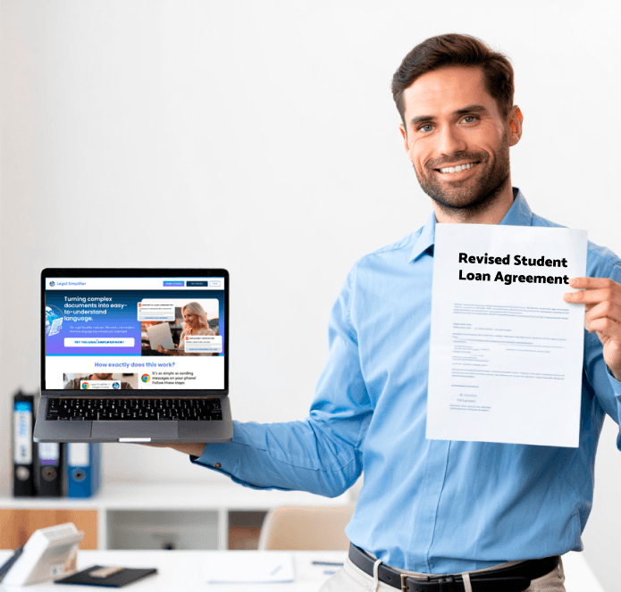 Person happy with simplified student loan agreement